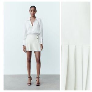 Zara Cream Pleated Skort